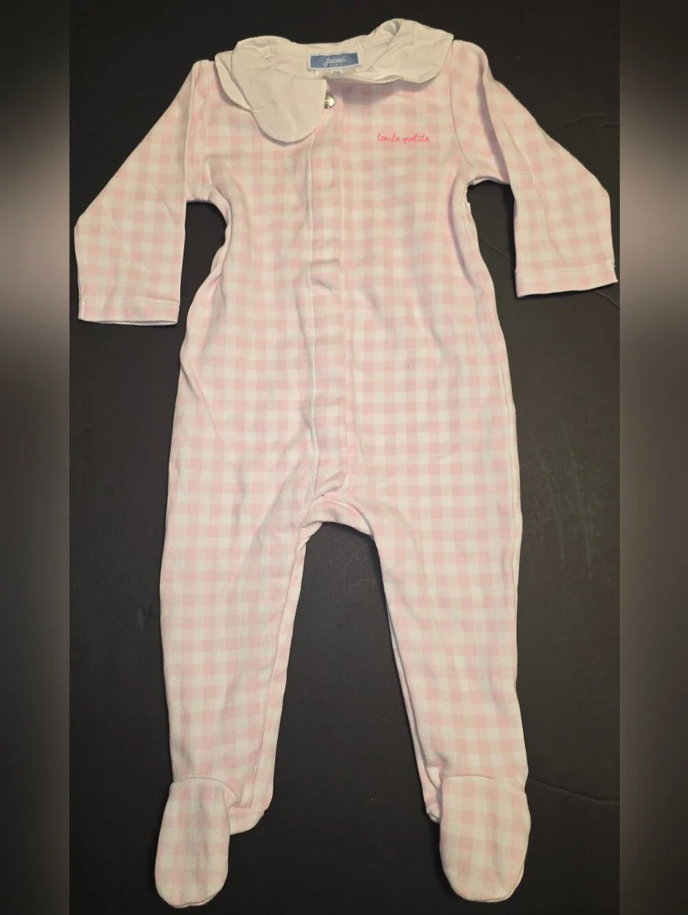 Jacadi Pink Gingham Footed One-Piece-6 Months NWOT